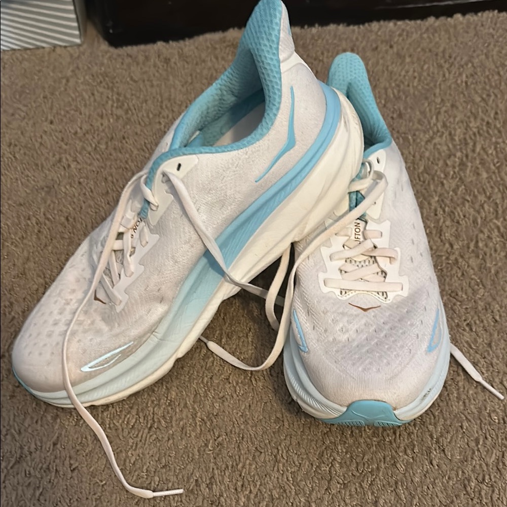 Women's White and Blue Running Shoes